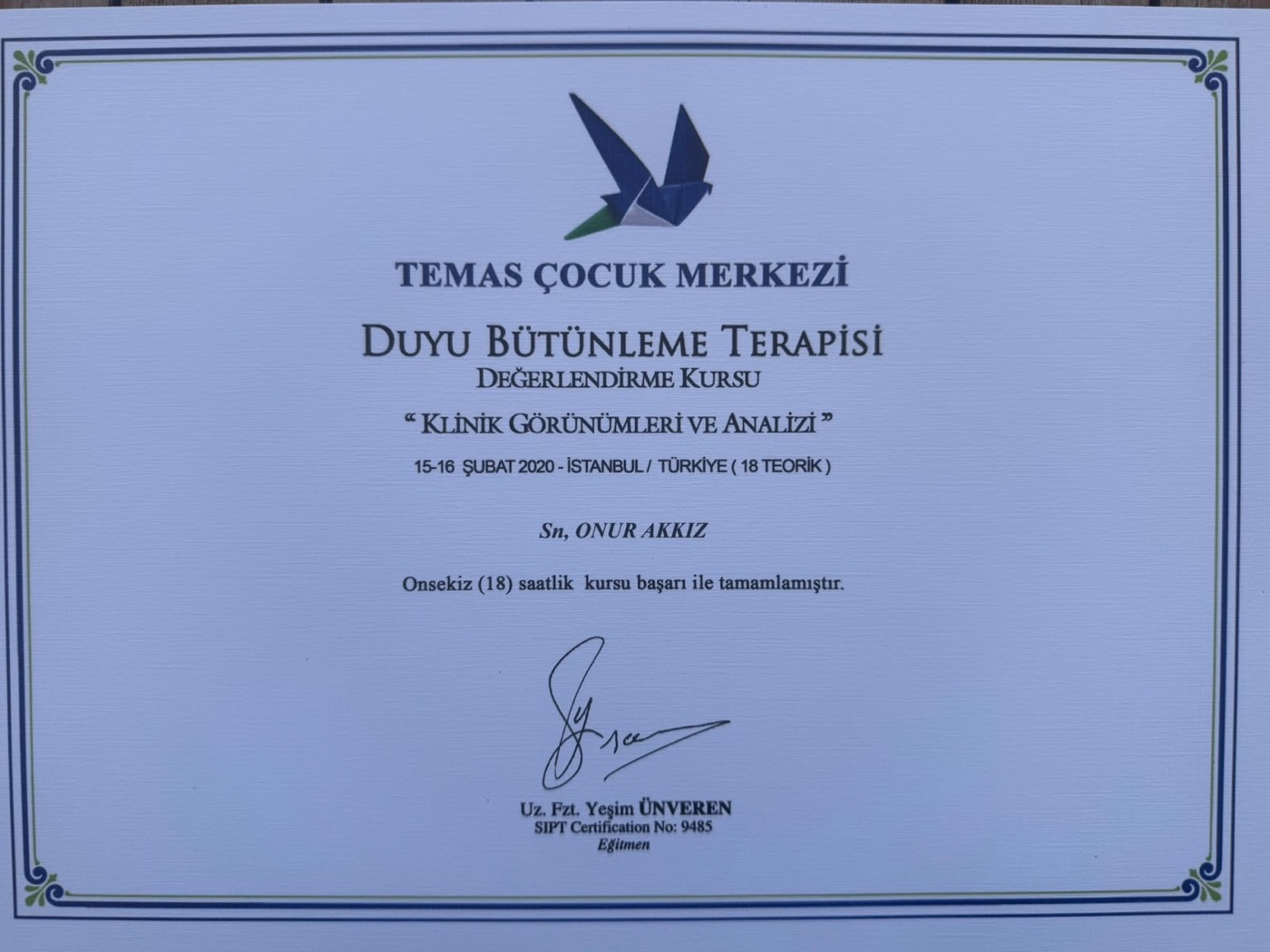 Fzt. Onur Akkız sertifika belgesi 4